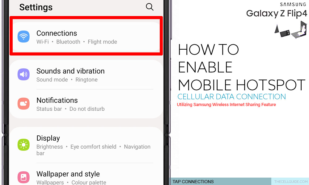 enable mobile hotspot galaxy z flip4 CONNECTION