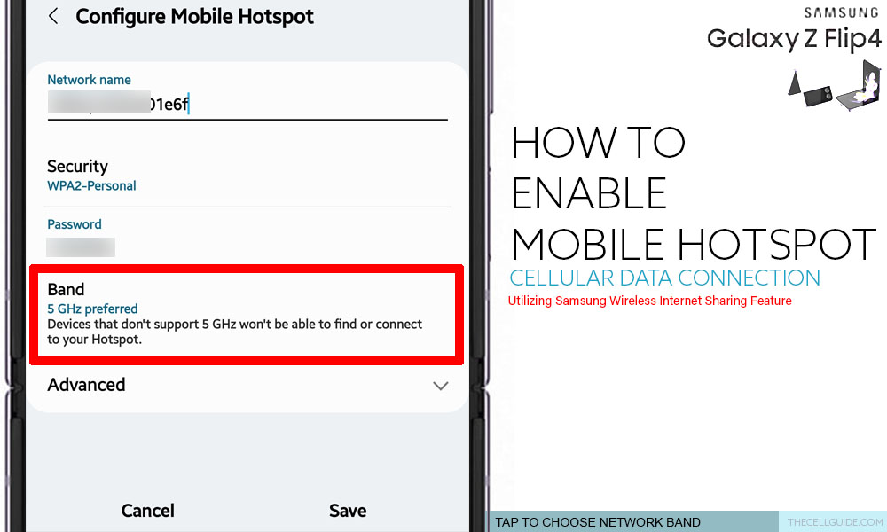 enable mobile hotspot galaxy z flip4 NETWORK BAND