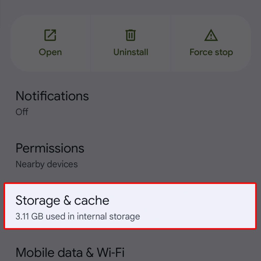 clear app cache data google pixel7 4
