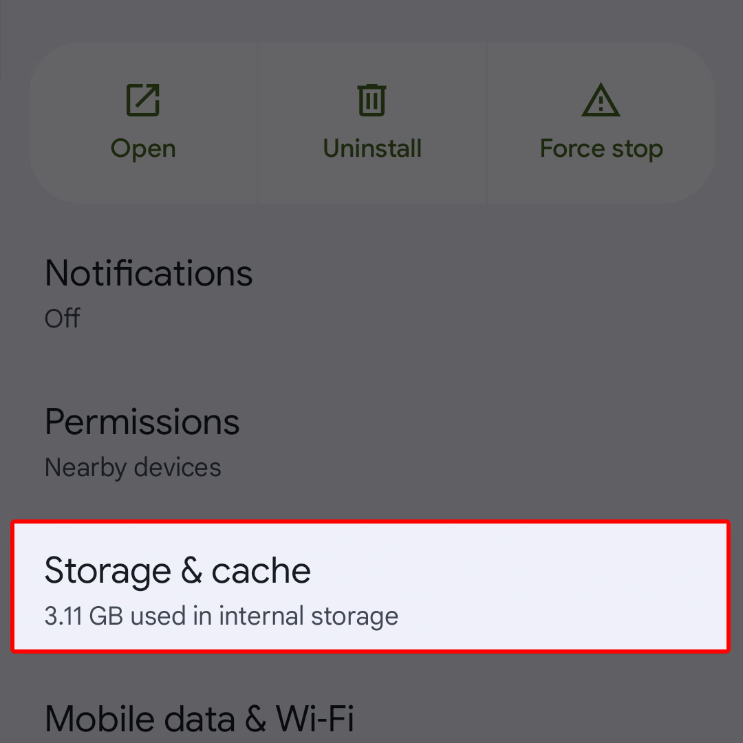 clear app cache data google pixel7 4