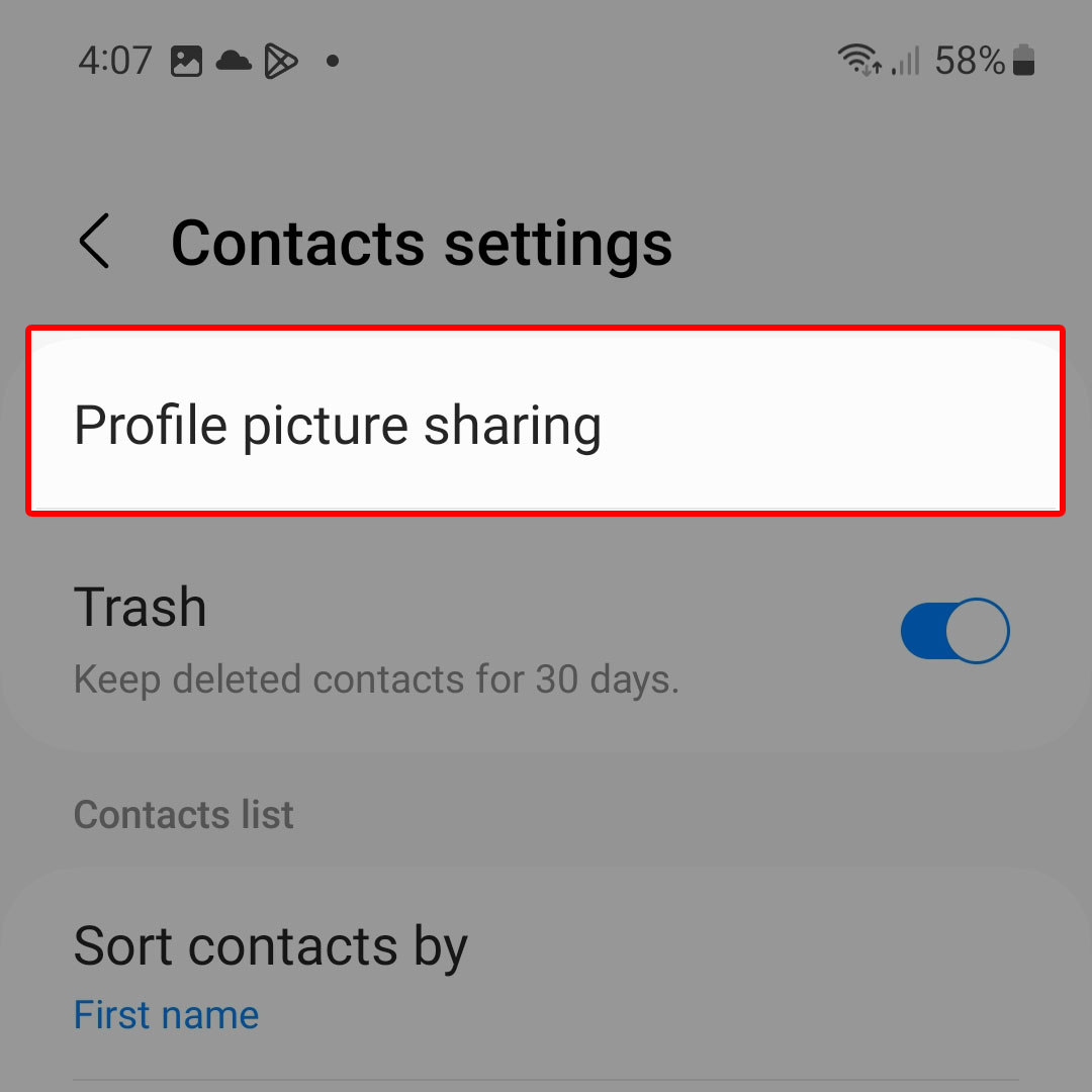 contacts profile picture sharing galaxy zflip4 5