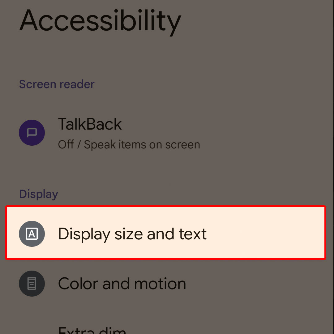 reset display settings google pixel7 3