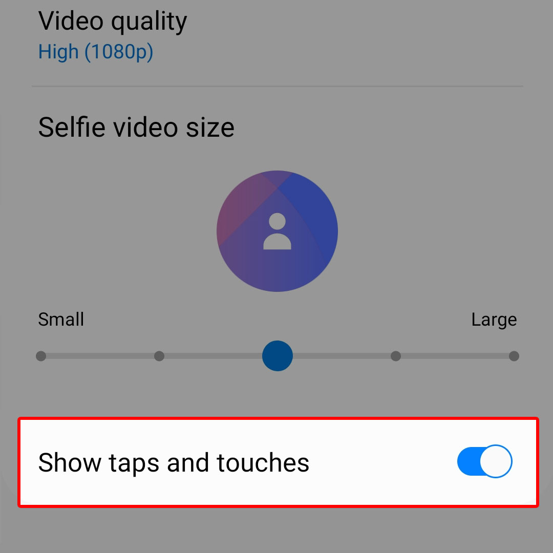 show screen taps touches galaxy zflip4 4
