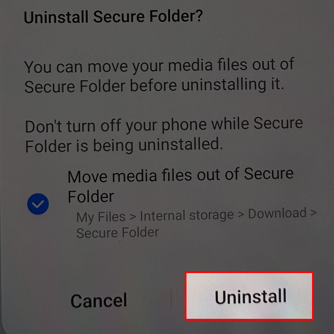 uninstall secure folder galaxyz flip4 6