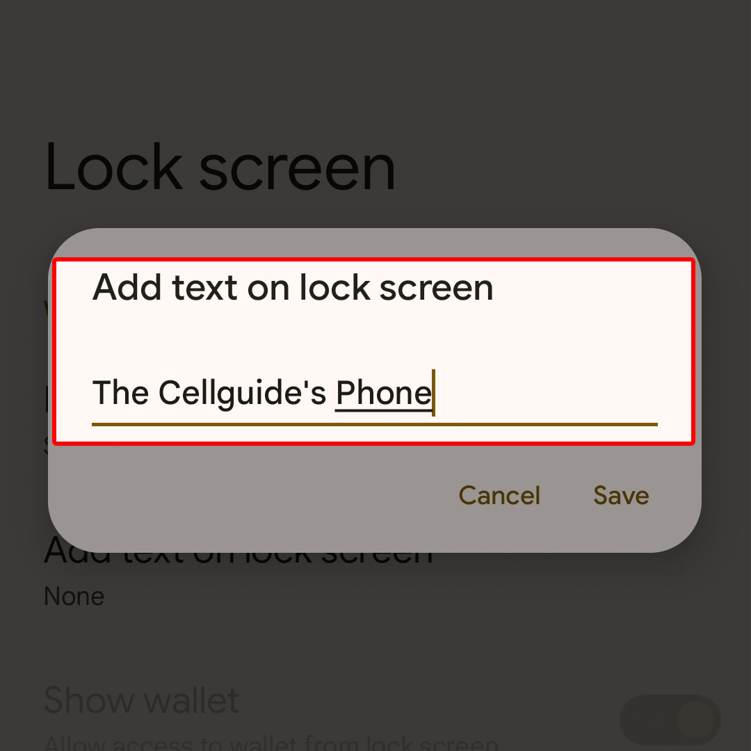 add text on lockscreen pixel7 5