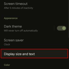 adjust google pixel7 display font size2