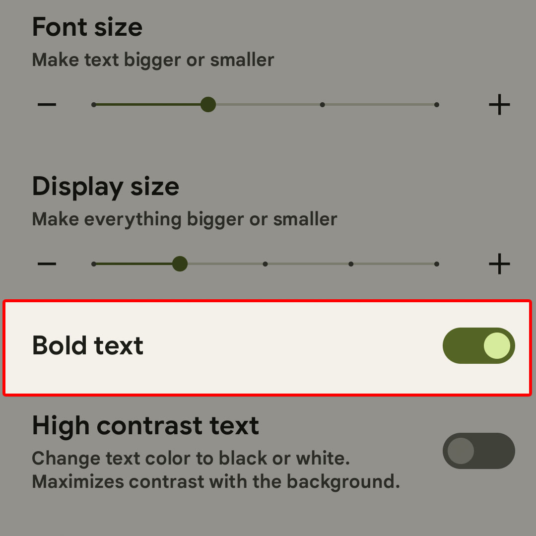 enable bold text google pixel7 display4