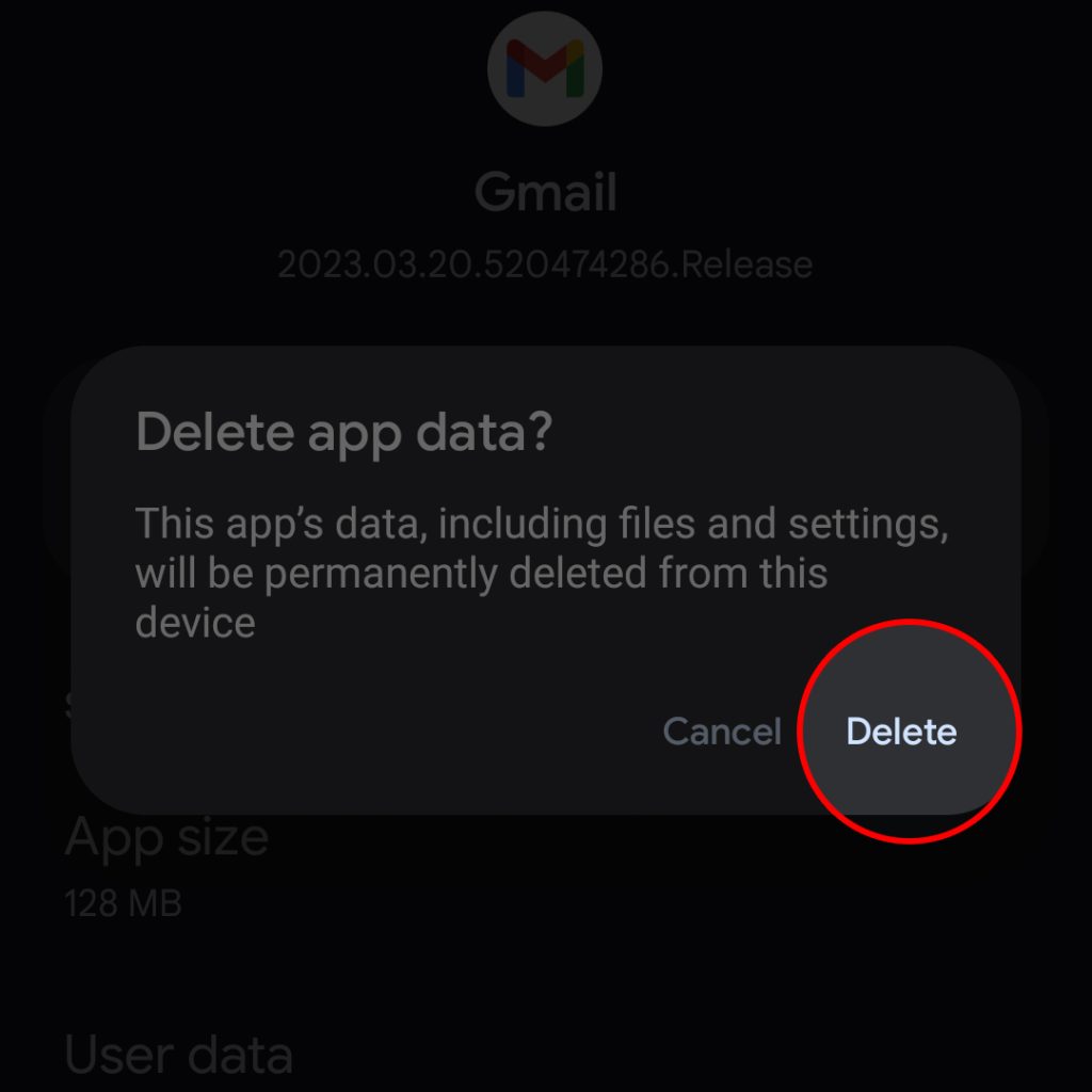 clear app cache data google pixel confirm