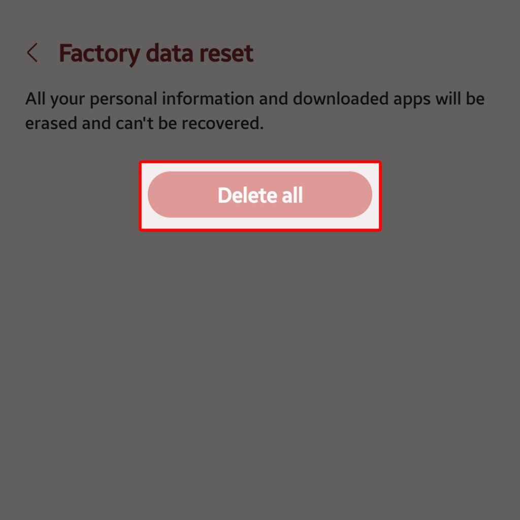 factory reset samsung galaxy delete all