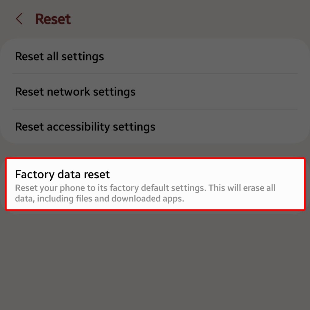 factory reset samsung galaxy fdr