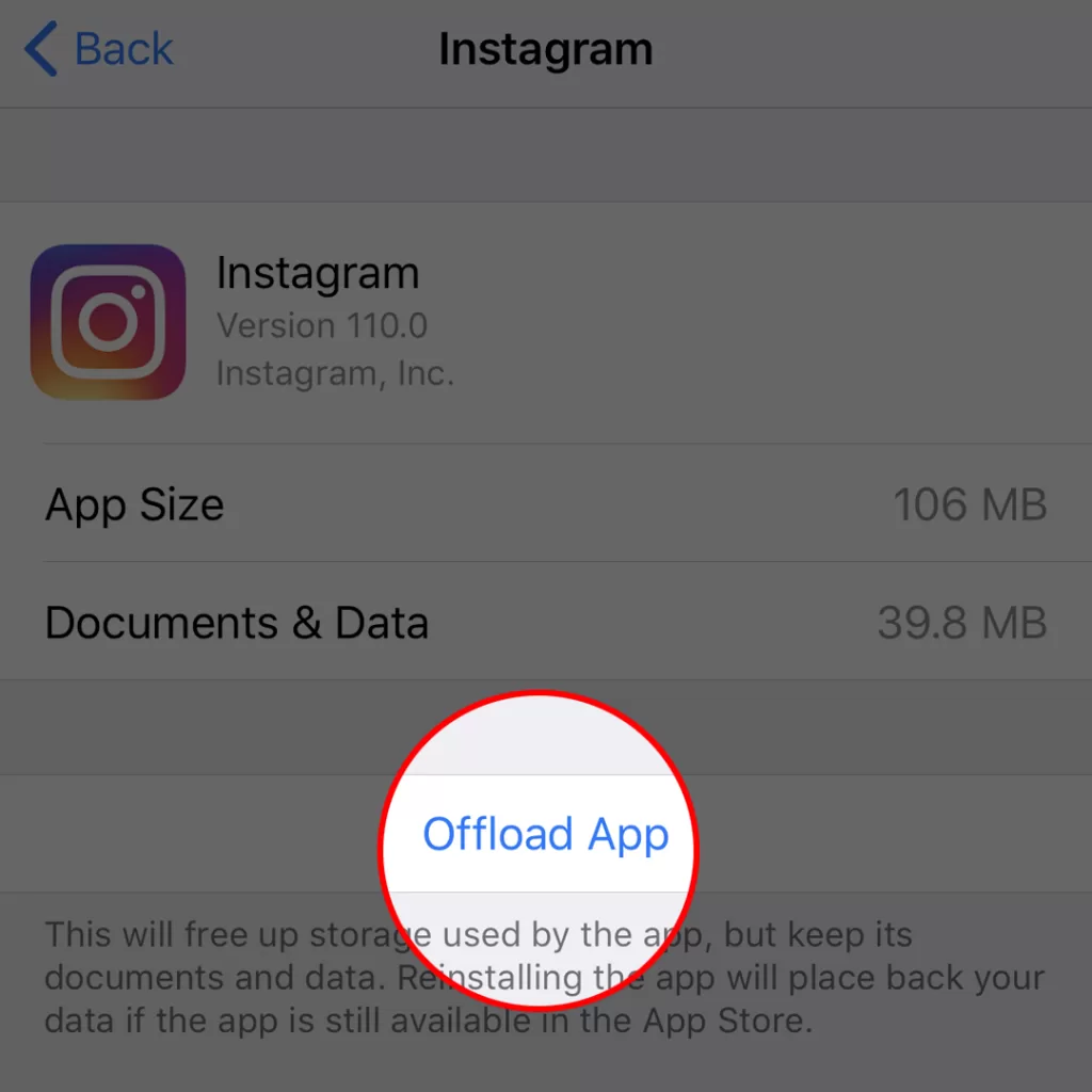 fix instagram has stopped error iphone offload app