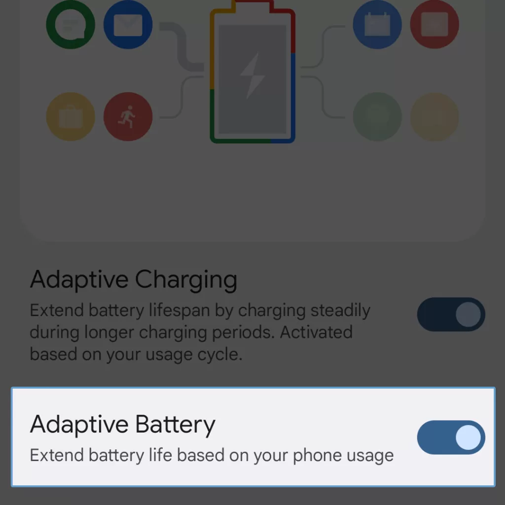 google pixel adaptive battery feature enabled