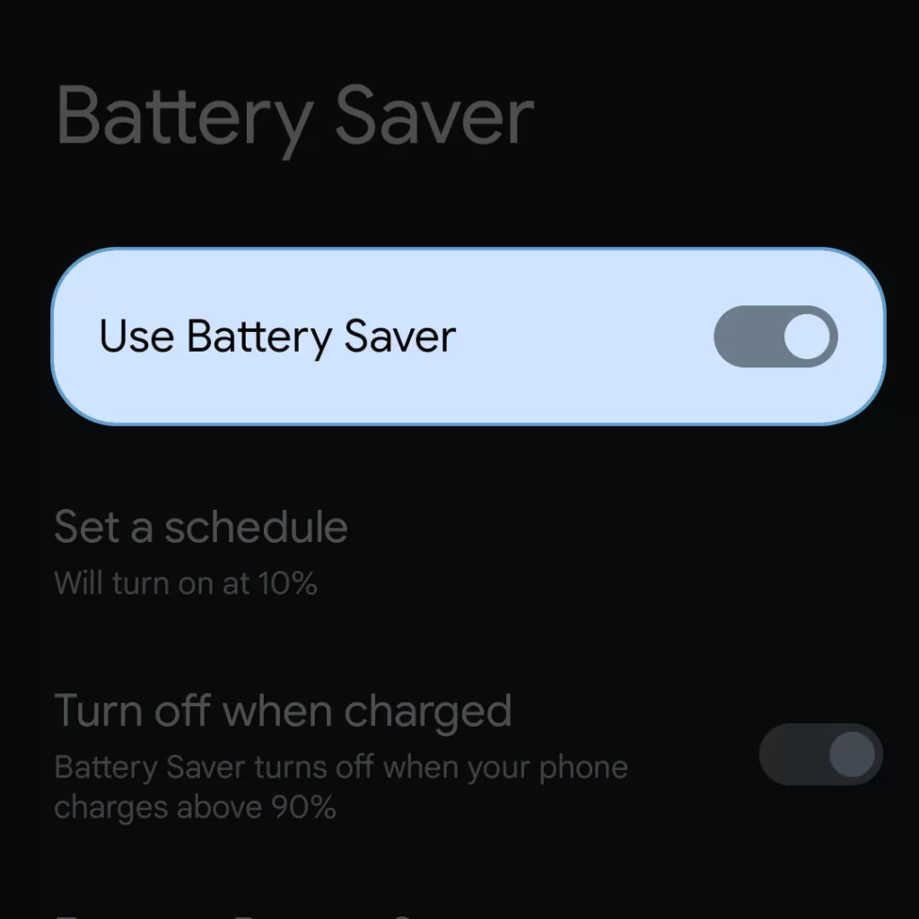 google pixel battery saver feature enabled