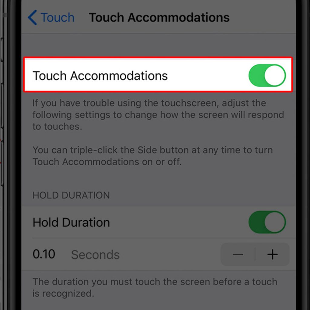 improve iphone touchscreen sensitivity touch accommodations