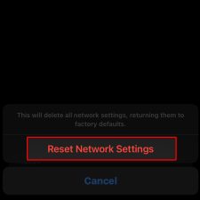reset network settings iphone confirm