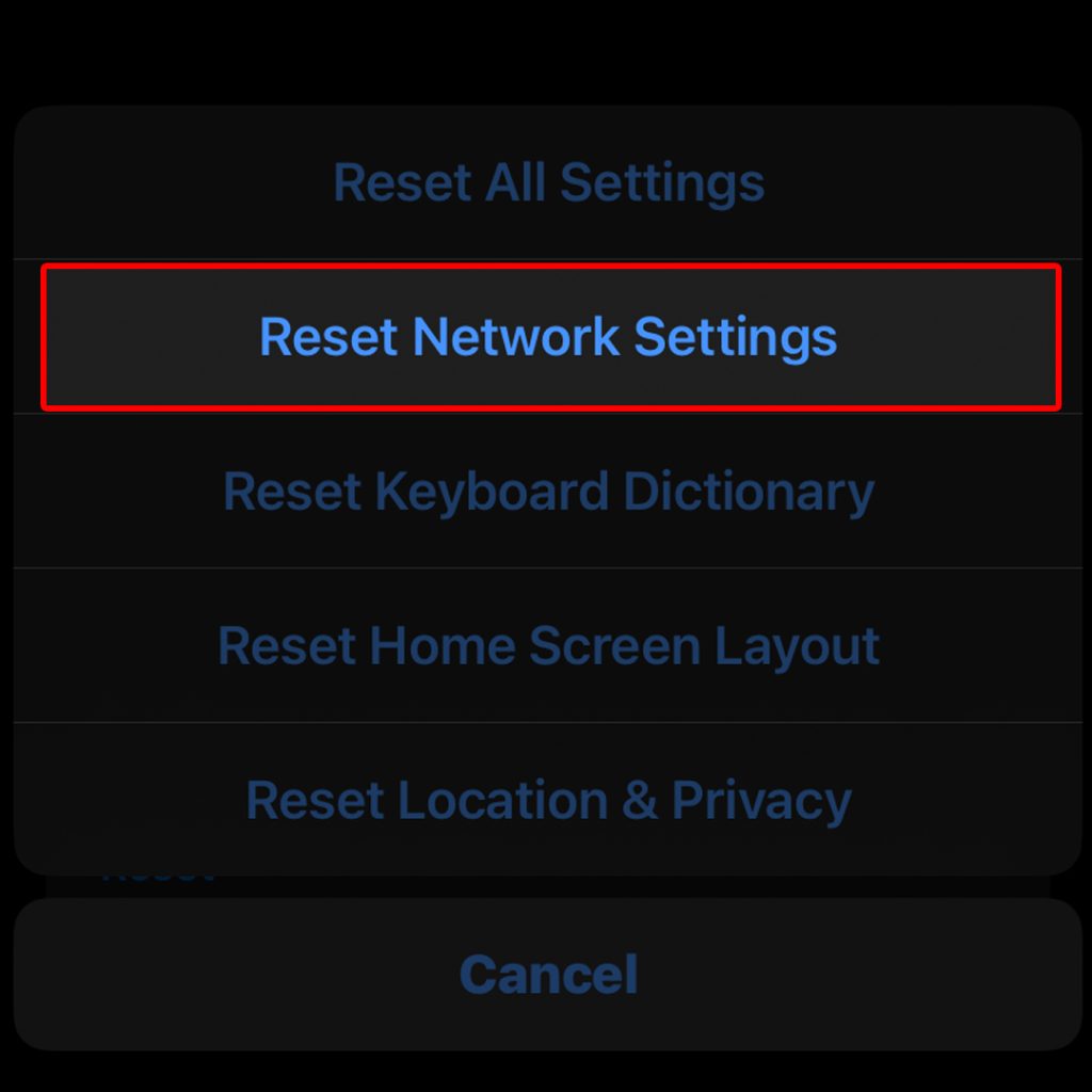 reset network settings iphone rns