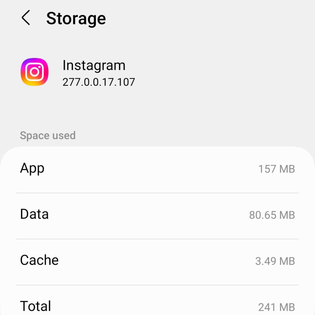 samsung galaxy clear cache data instagram