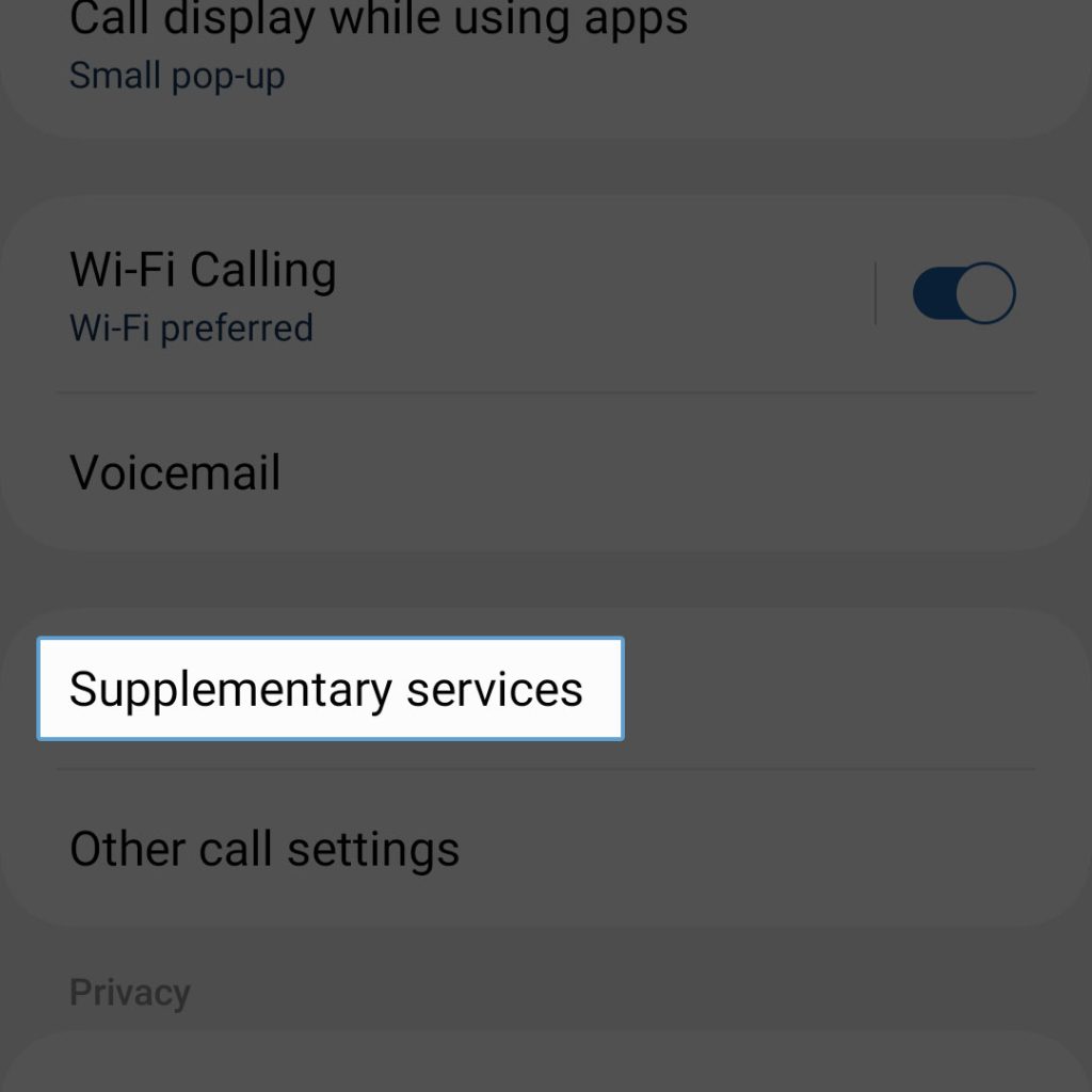 samsung galaxy phone app supplementary services