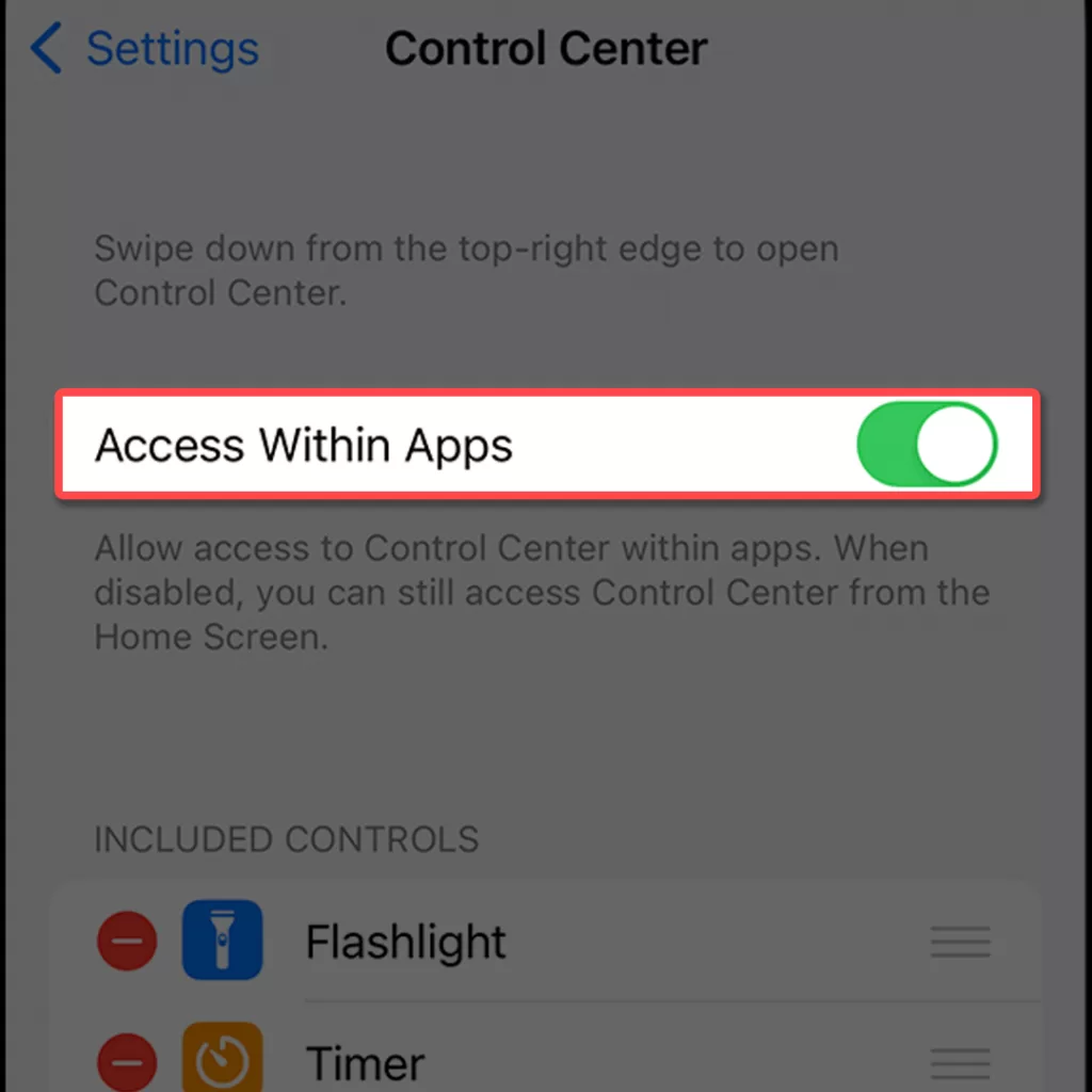 iphone control center not opening 1