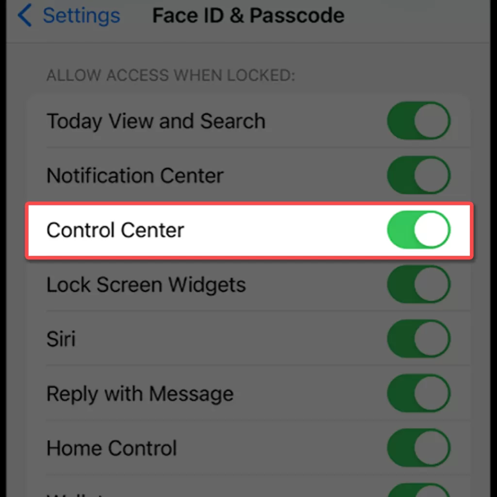 iphone control center not opening 2