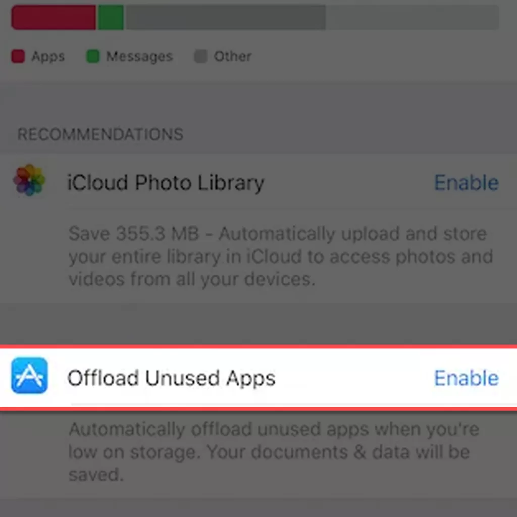 Low on iPhone Storage Space? Here's What to Do Instead of Deleting Your Apps 1 iphone low storage enable offload unused apps