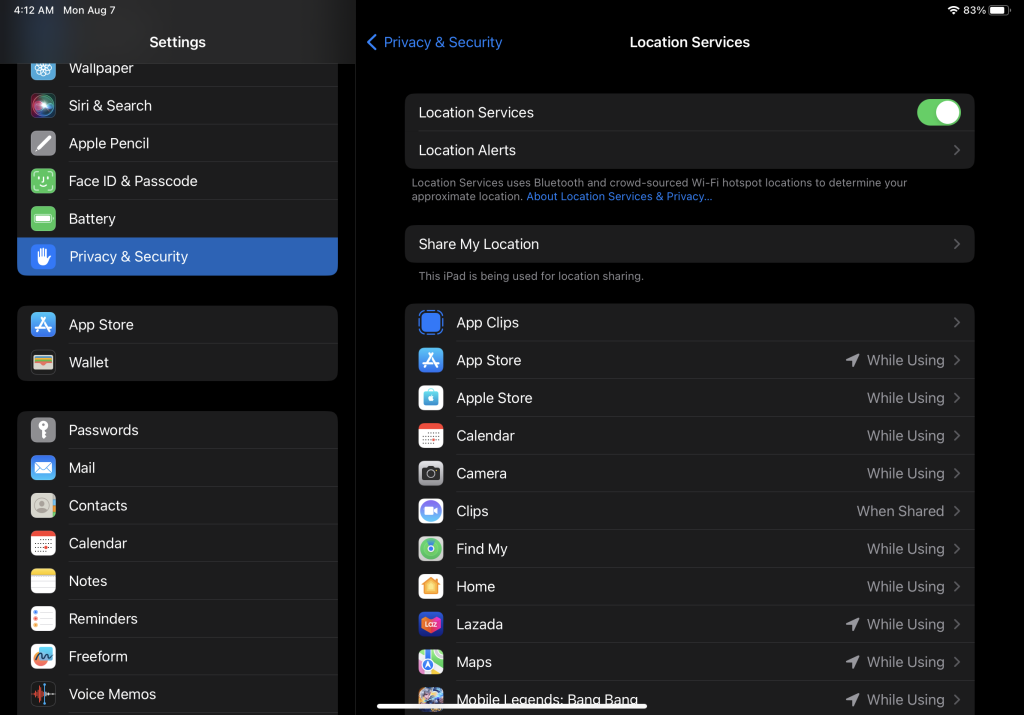 Check for Apps with Location Services Enabled