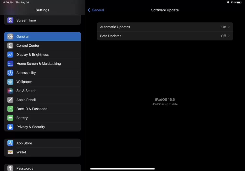 Update your iPad Pro to the latest software version