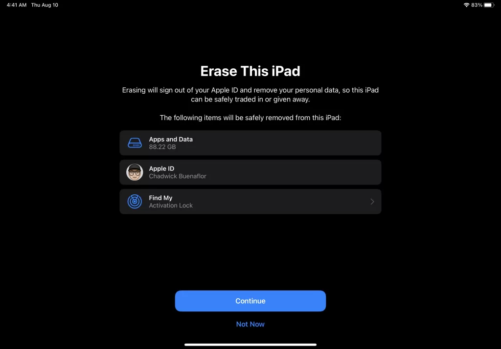 Restore your iPad to factory settings