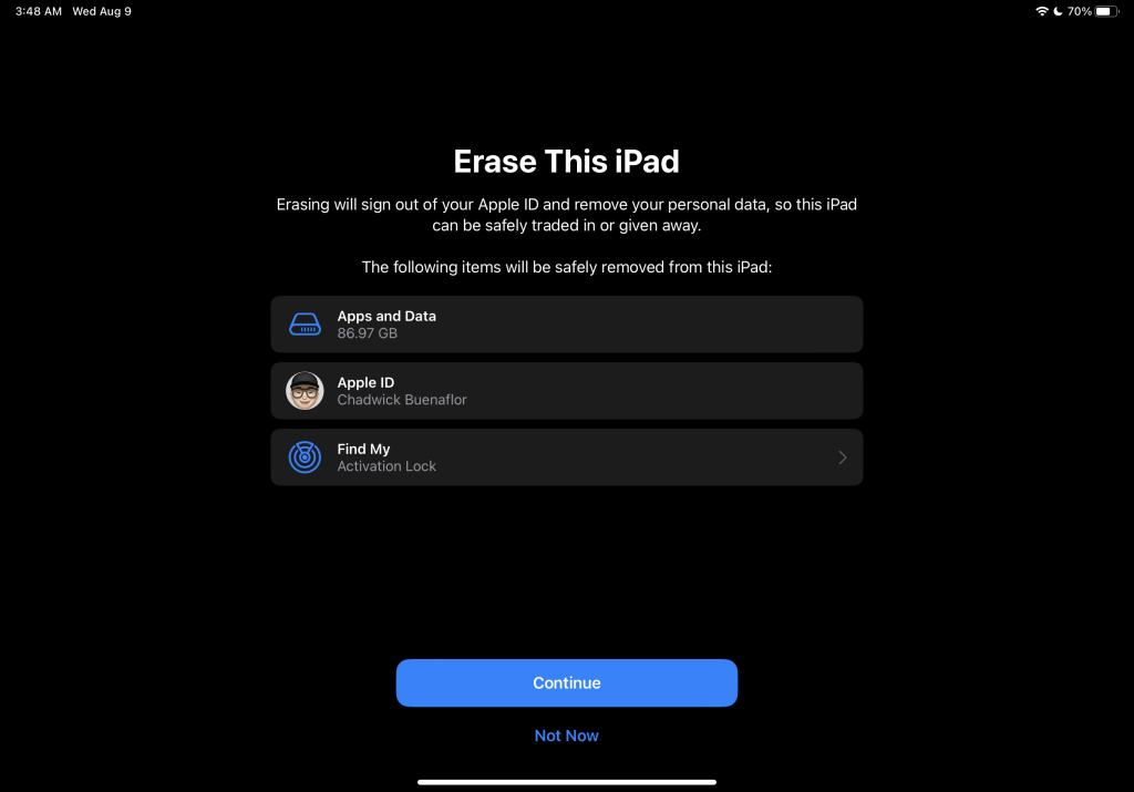 Reset iPad and Charger