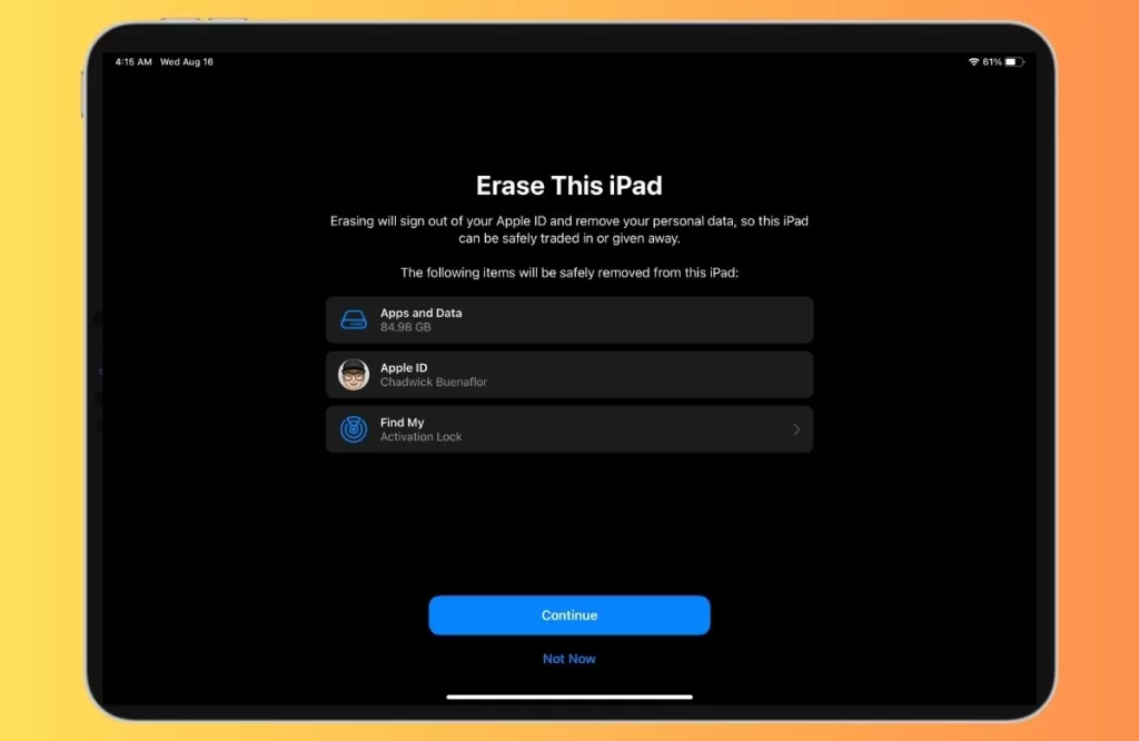 Restore or Reset iPad