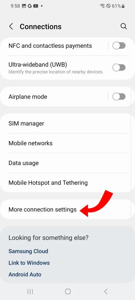 Tap More connection settings.