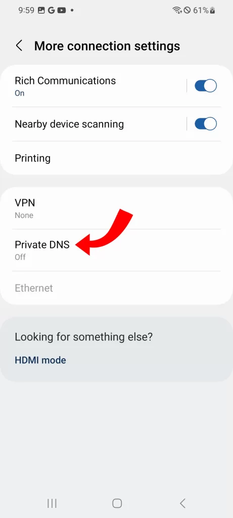 Tap Private DNS.
