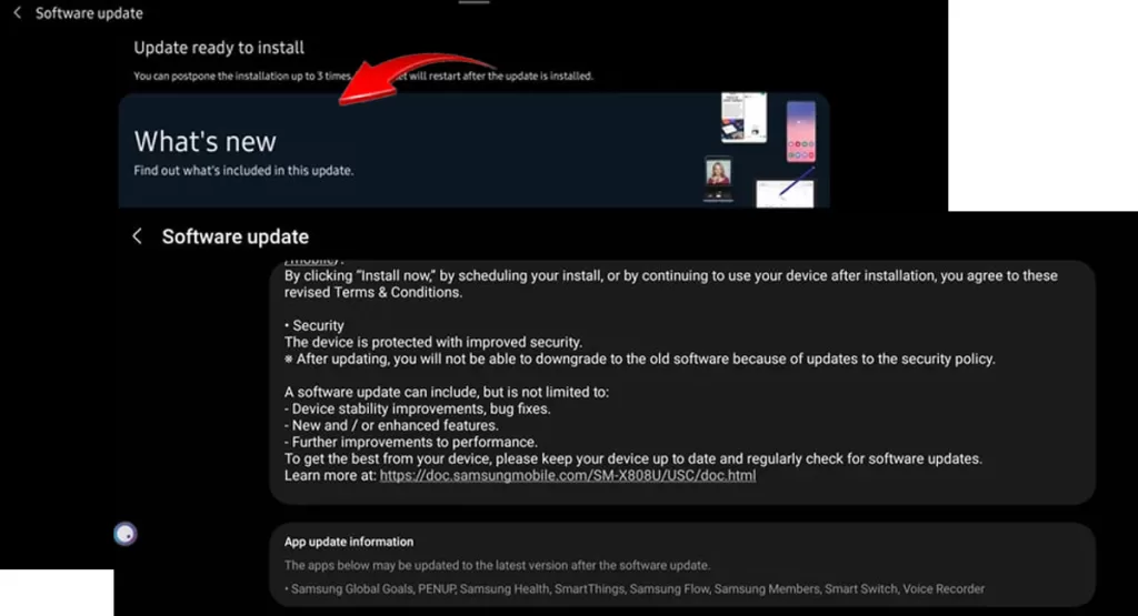 update galaxy tab s8 software