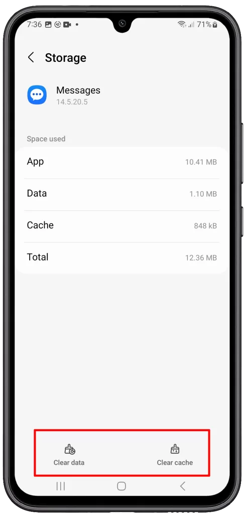 tap clear data and clear cache