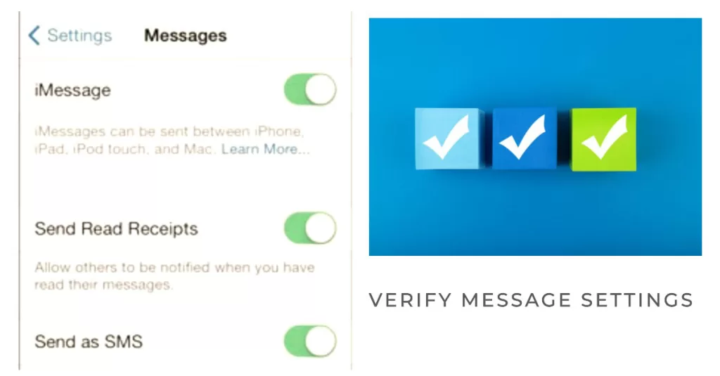 verify message settings iphone