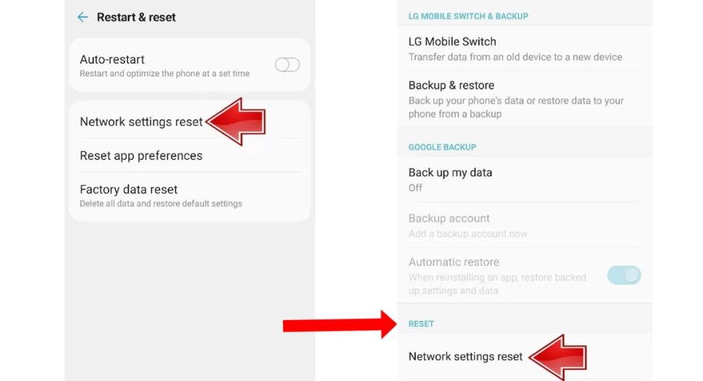 reset network settings lg smartphone