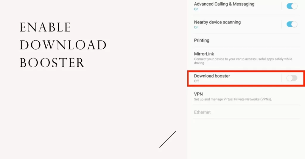 enable download booster on lg smartphone