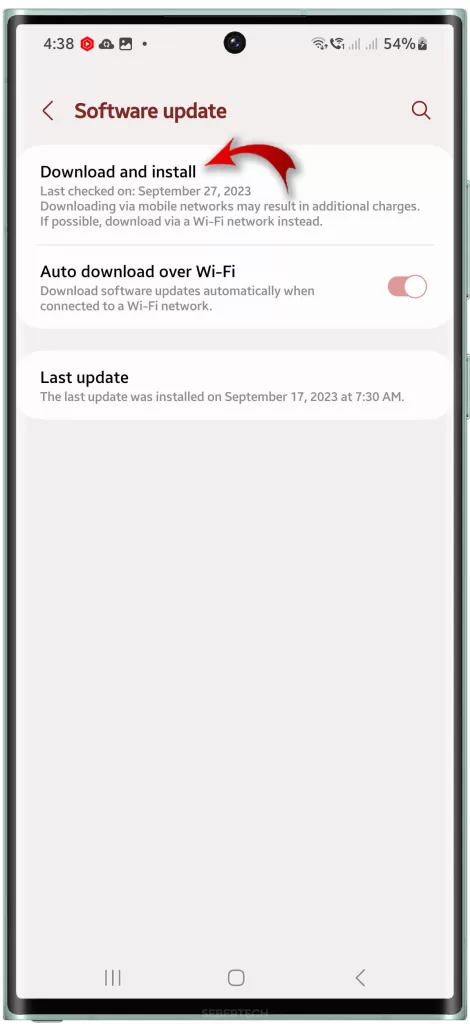 Samsung Galaxy Software Update check