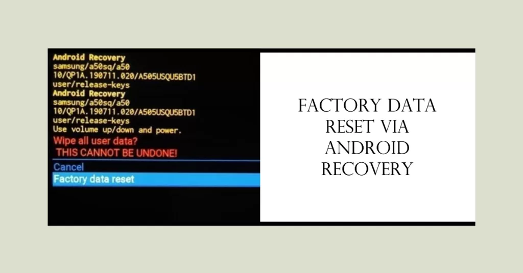 factory reset samsung a10e via android recovery mode