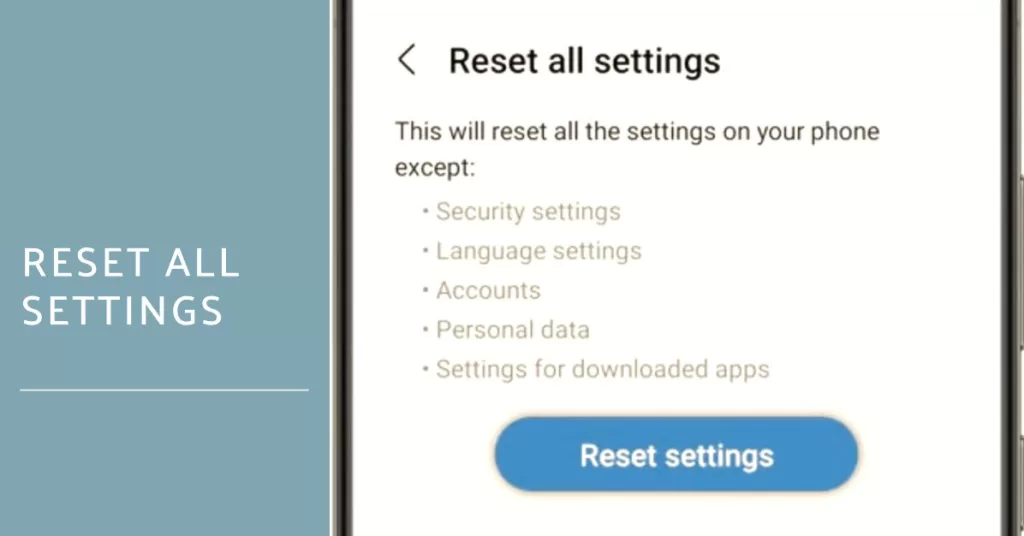 reset all settings s10