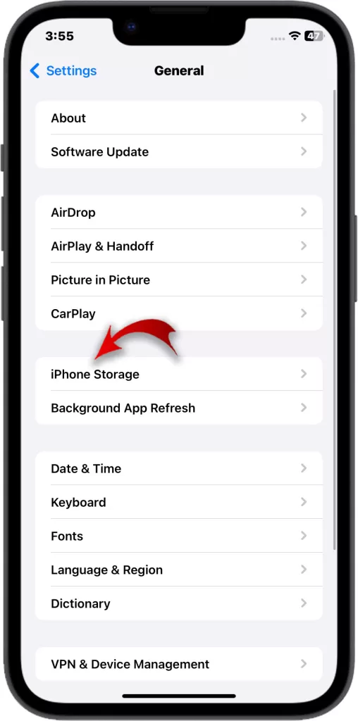 iphone 13 storage menu