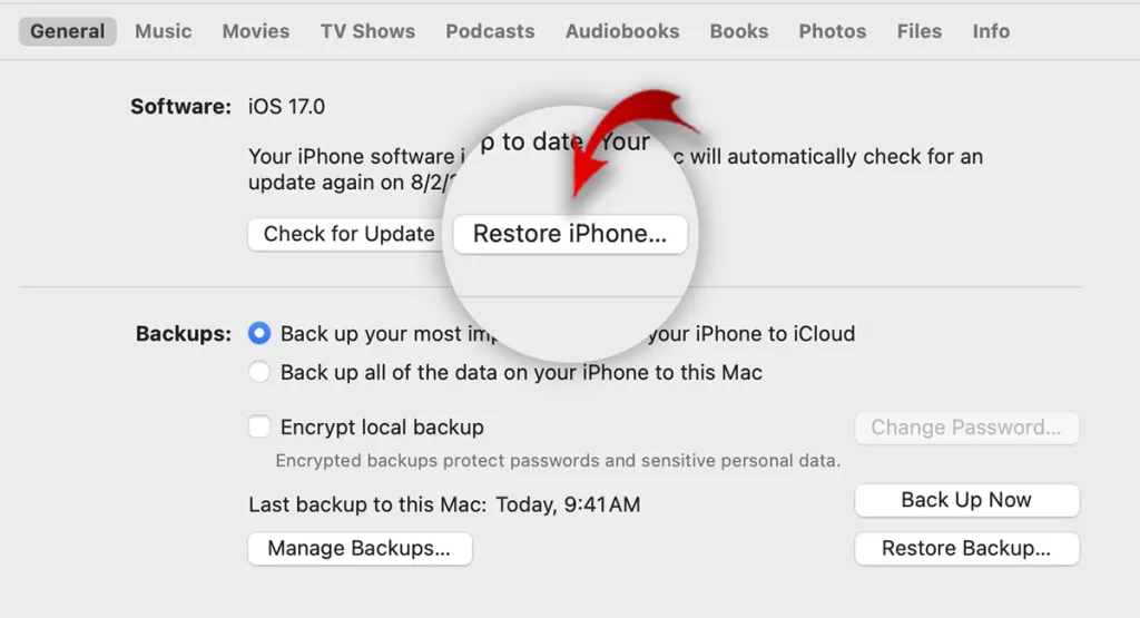 restore iphone 13 with iTunes