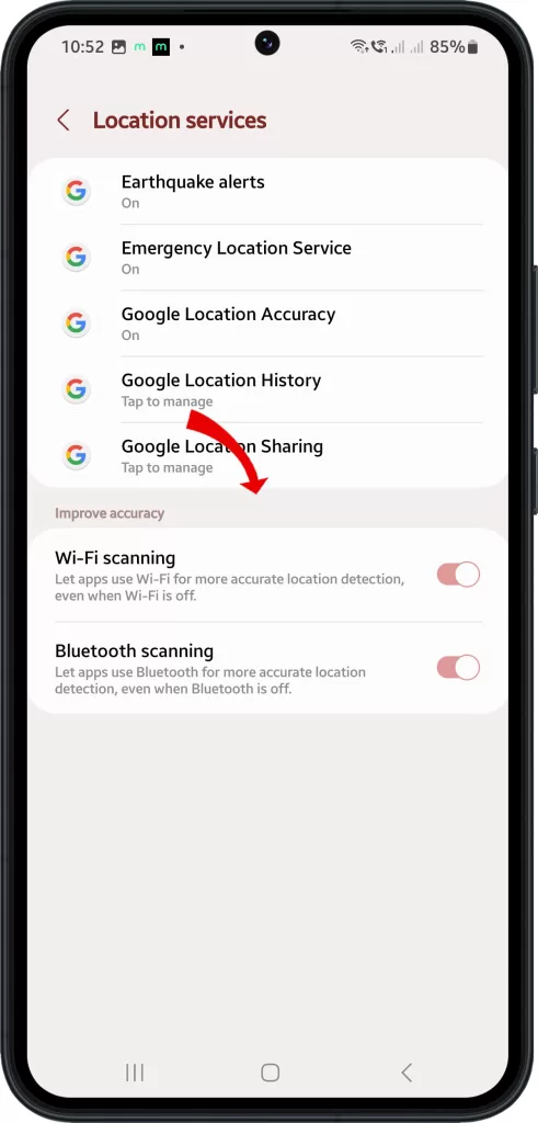improve accuracy Samsung wifi scanning bluetooth scanning