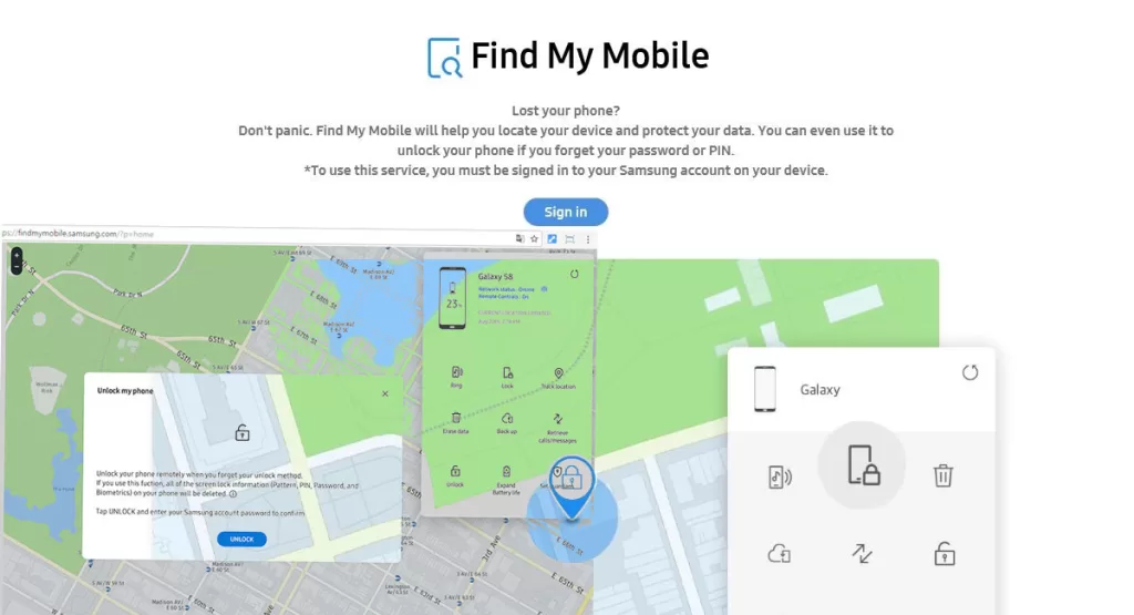 Unlock Galaxy S8 with Find My Mobile