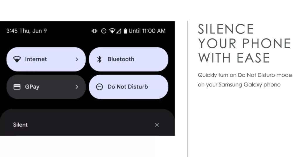 Enable Do Not Disturb Samsung Galaxy phone quick settings panel