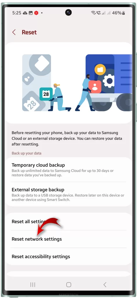 Samsung Galaxy Reset settings
