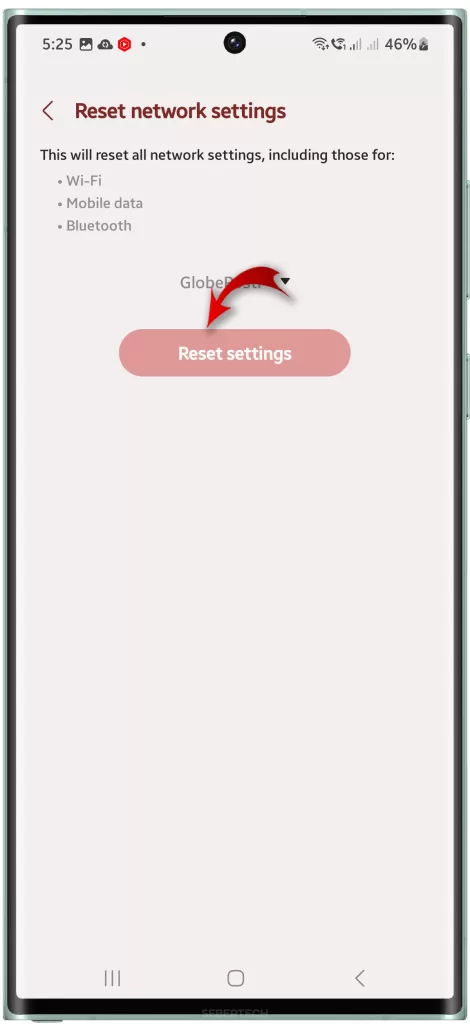 Reset network settings Samsung Galaxy