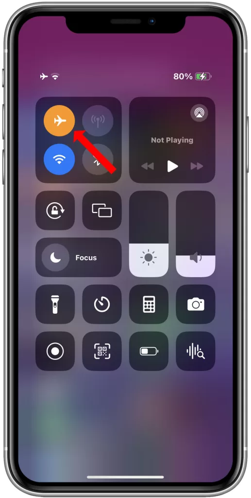 iphone 11 Airplane mode control center