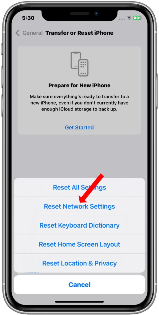 iphone 11 reset network settings