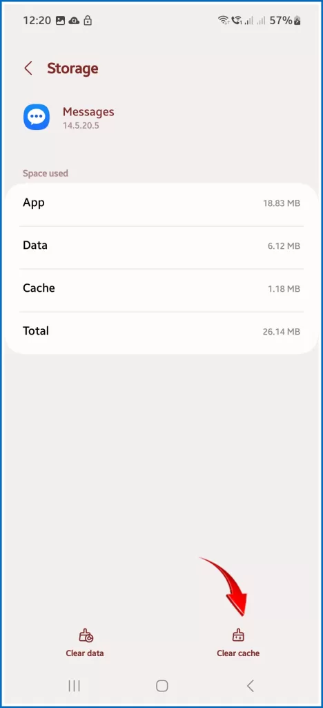 S22 Messages Clear Cache